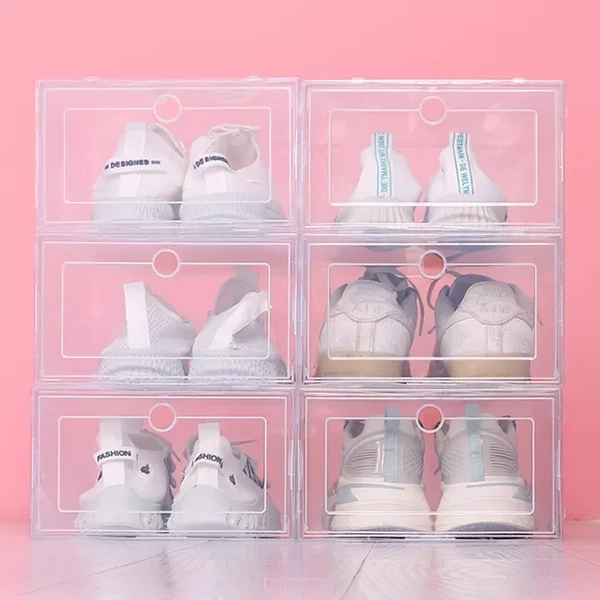 6 Boîtes à Chaussures en Plastique Transparent Empilables