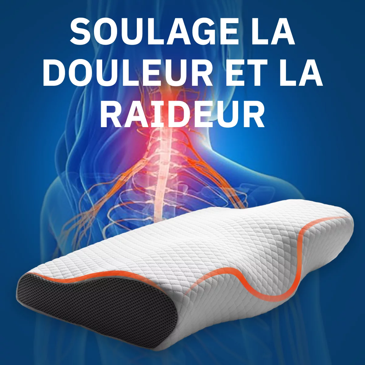 Oreiller Orthopédique en Mousse à Mémoire de Forme pour les Douleurs Cervicales