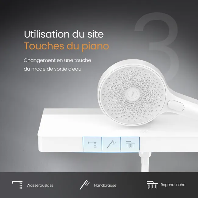 EMKE Colonne de Douche avec douche thermostat blanc – Image 7