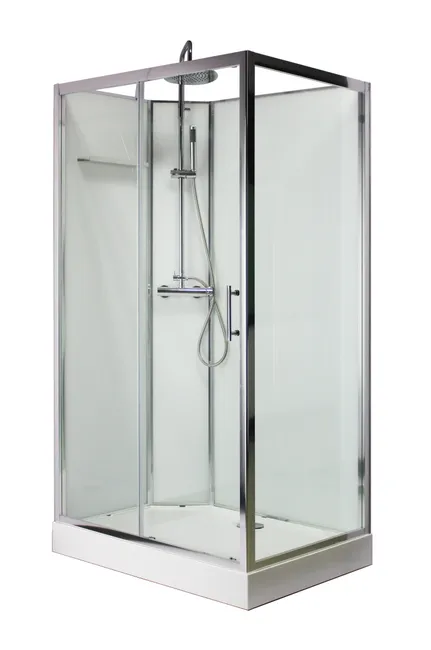 Cabine de douche rectangle, 110x80cm, blanche, verre transparent 5mm – Image 3