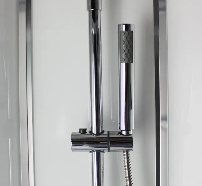 Cabine de douche rectangle, 110x80cm, blanche, verre transparent 5mm – Image 6